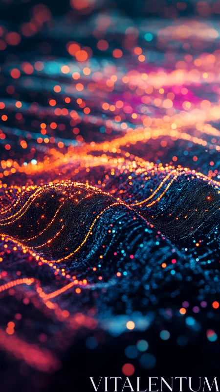 Parametric neon data waves mapped as particulate lightfield.