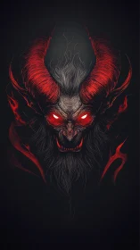 Infernal horned demon portrait in crimson edge lighting.