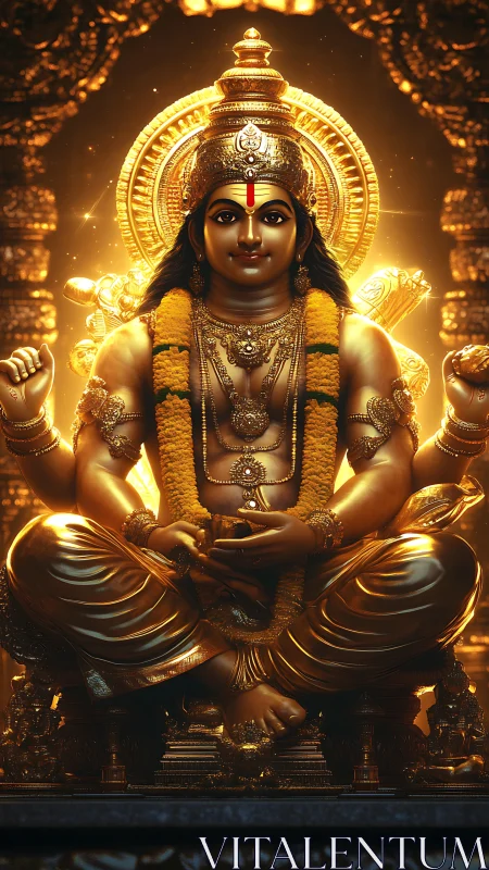 High-gloss golden deity idol with intricate temple-grade ornamentation