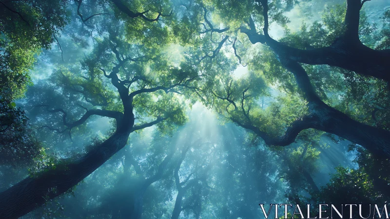 Cathedral Canopy: Ancient Sentinels Whisper Skyward Light.