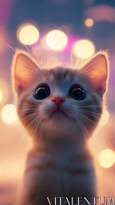 Stylized Cat Portrait with Bokeh Lighting Effects.