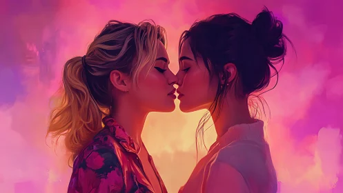 Two figures in profile with illuminated space between faces.