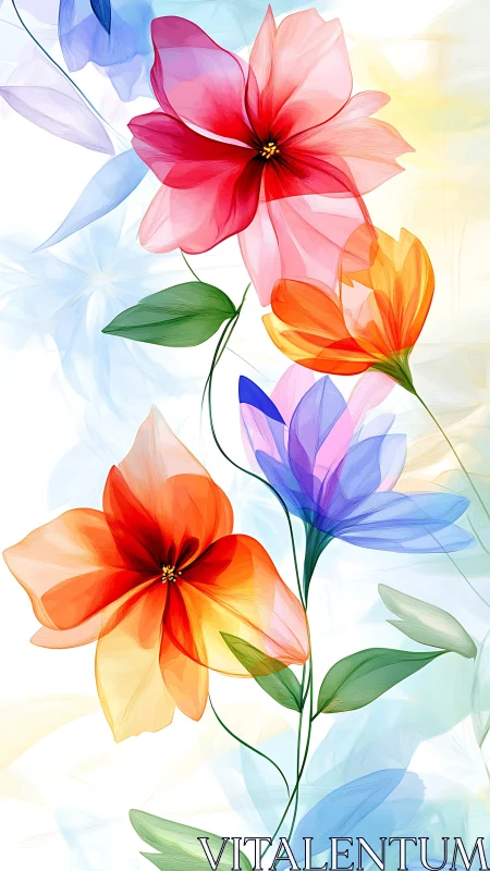 Radiant Bloom Symphony: Watercolor Petals Dancing in Light.