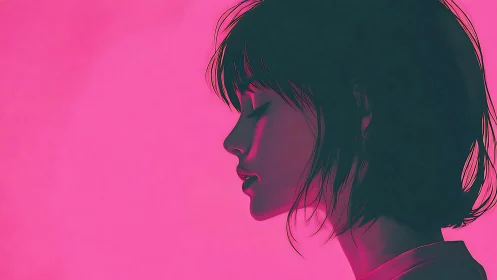 Soft neon profile captures a quiet moment of inner calm