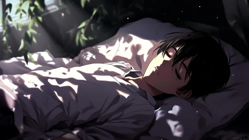 Soft morning light gently cradles a boy in peaceful sleep
