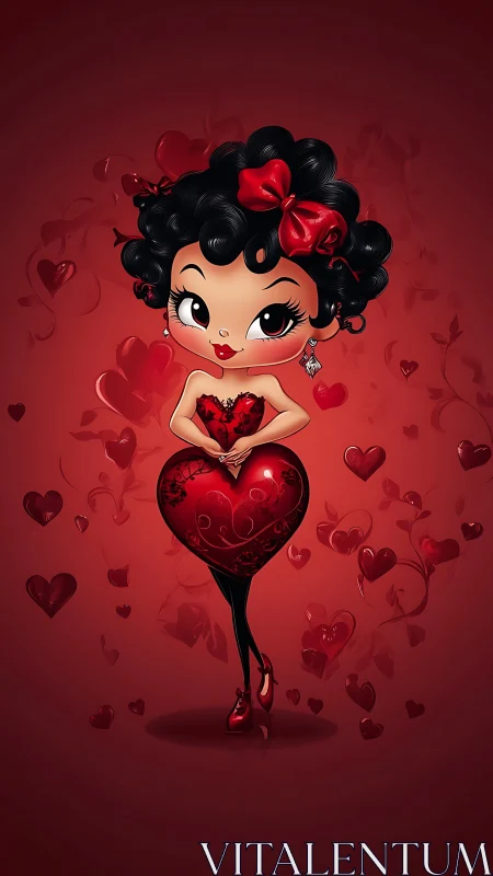 Betty Boop-Inspired Character in Red Heart Setting.