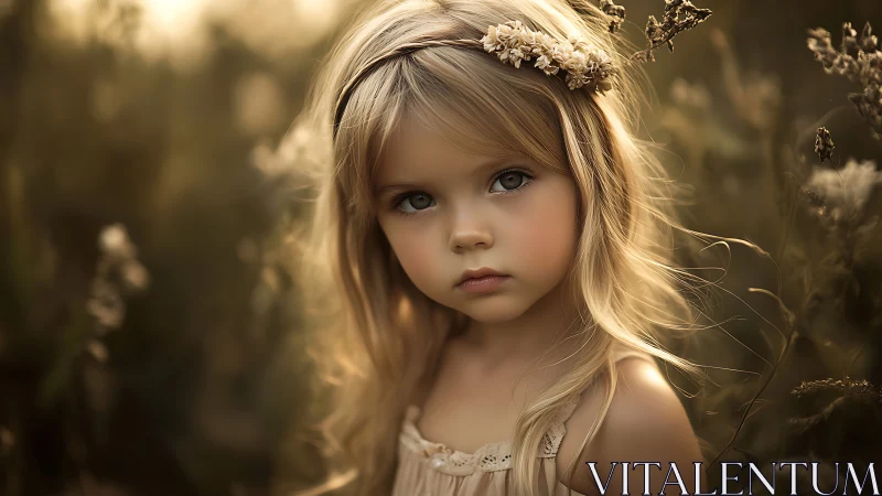 Golden Meadow Dreams: Child's Quiet Wonder.