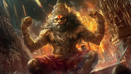 Temple inferno crowns the roaring monkey god in molten gold