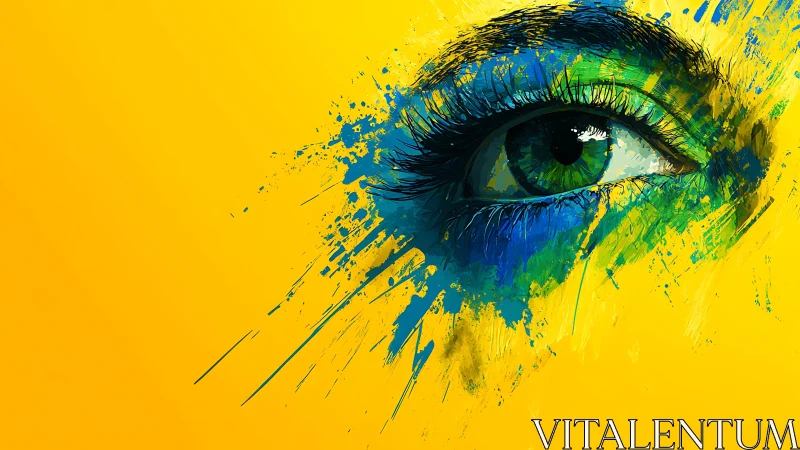 Chromatic ocular vector burst on saturated yellow field.