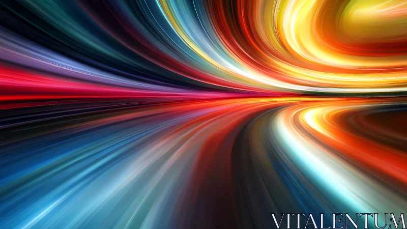 Curved multicolor light trails in abstract motion field.