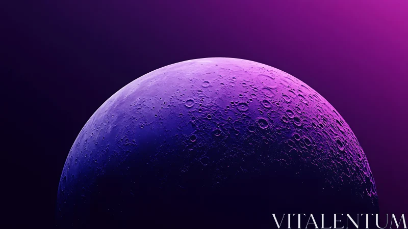 Lunar surface sphere rendered in purple and blue gradient