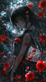 Bloodstained schoolgirl turns twilight roses into witnesses