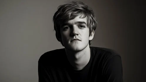 Monochrome male portrait in low-key studio lighting profile.