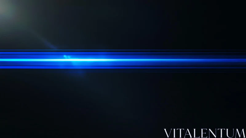 Futuristic glowing blue light streak on black background, digital style.