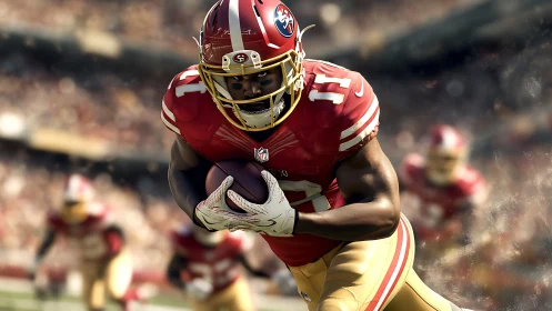 Explosive football run captures gridiron speed and intensity