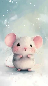 Whimsical pastel mouse character in soft digital rendering.
