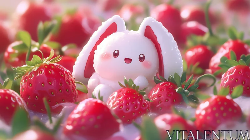 Sugarplush bunny basking in a strawberry sundae dreamscape.