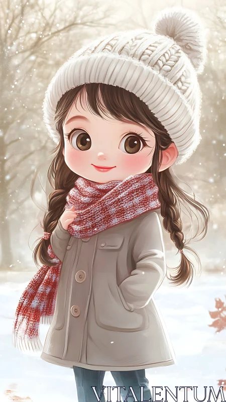 Snowlit braids sparkle beneath a giant winter pom pom hat