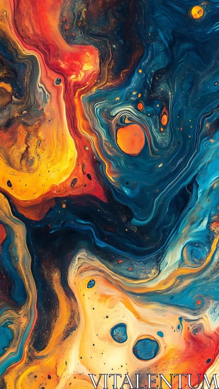 Solar tides and midnight nebulae swirl in molten color storm.