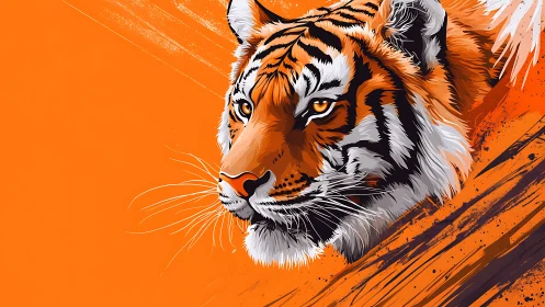 Vector-rendered tiger portrait uses dynamic angular brush geometry