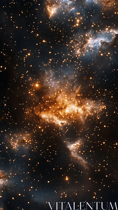 Golden star nursery glows softly inside a deep cosmic cloud