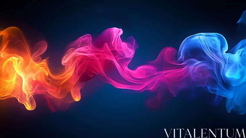 Vibrant Neon Smoke Collision Against Dark Backdrop