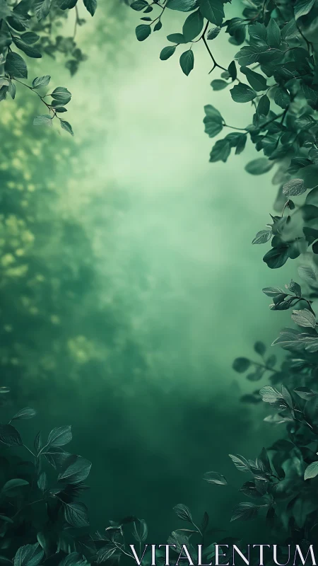 Green Leaves Frame with Soft Blurred Background.