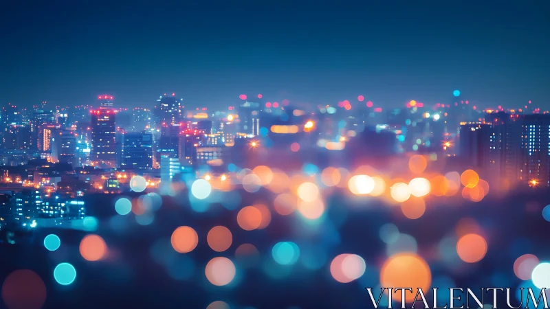 Defocused metropolitan nightscape with chromatic bokeh array.