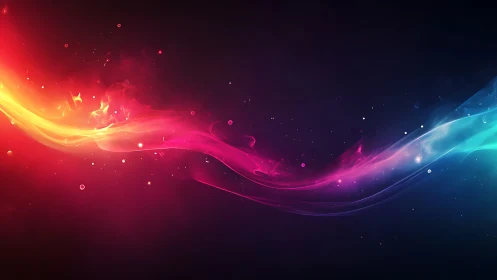 Neon energy waves blend warm and cool cosmic light elegantly.