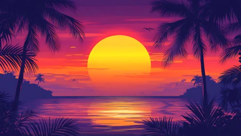 Glowing tropical sunset welcoming you to a calm island escape.