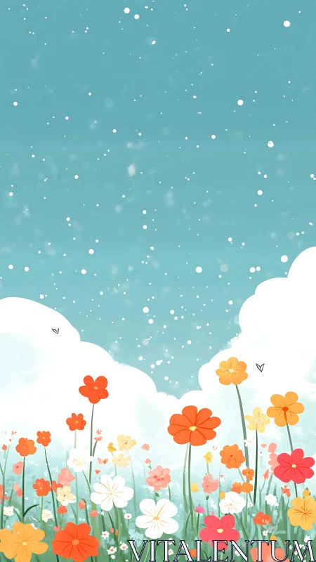 Where Clouds Cascade Into Blooming Dreams Below