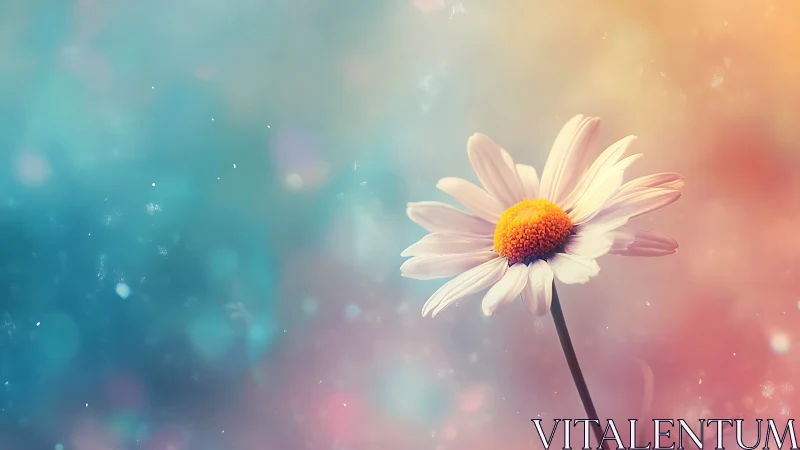 Daisy Dreams: Luminous Petals Against Dreamy Pastel Backdrop.