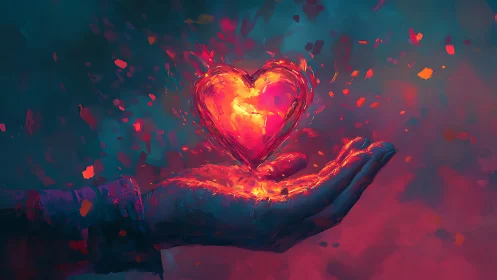 Luminous Heart Erupts From Open Palms