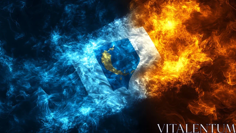 Guatemalan Flag Engulfed in Elemental Fire and Ice Flames