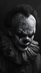 Sinister carnival specter studies the darkness between laughs