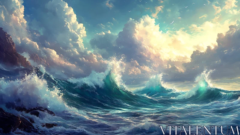 Tempest Choir of Turquoise Waves Under Storybook Skies.