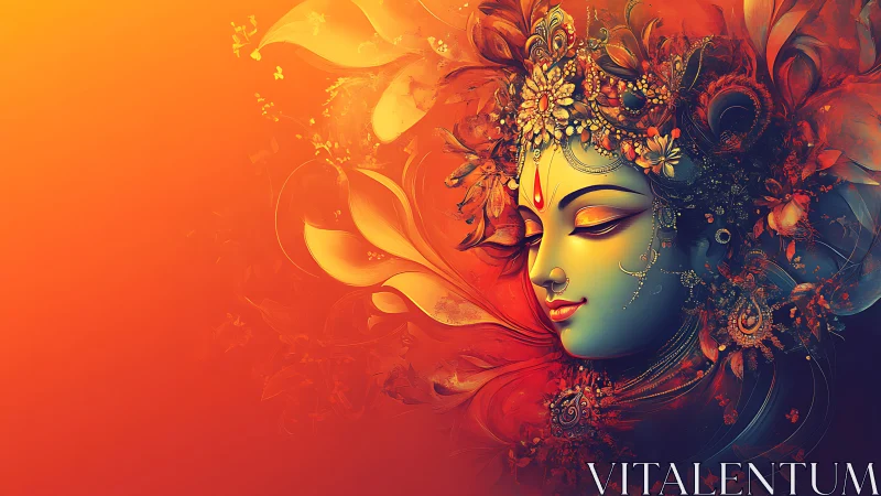 Divine feminine portrait rendered in luminous digital gradients