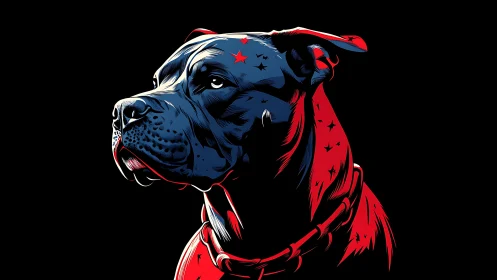 Bicolor vector mastiff portrait with stellar accenting detail.
