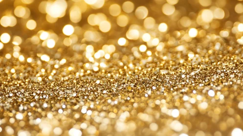 Macro optical study of defocused golden glitter bokeh field.