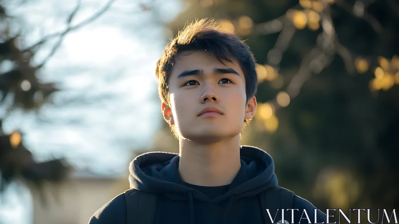 Quiet autumn walk with a thoughtful young dreamer outdoors.