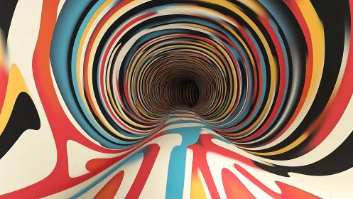 Color-saturated tunnel twists into deep abstract vortex