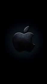 Apple logo rendered as dark metallic textured 3D object