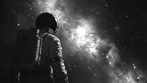 Solitary astronaut drinking in the roaring river of stars.