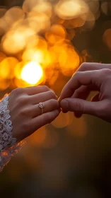 Engagement Ring Exchange Under Golden Bokeh Lights.
