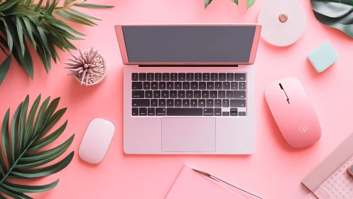 Candy-coated workspace choreographs a pastel productivity dance