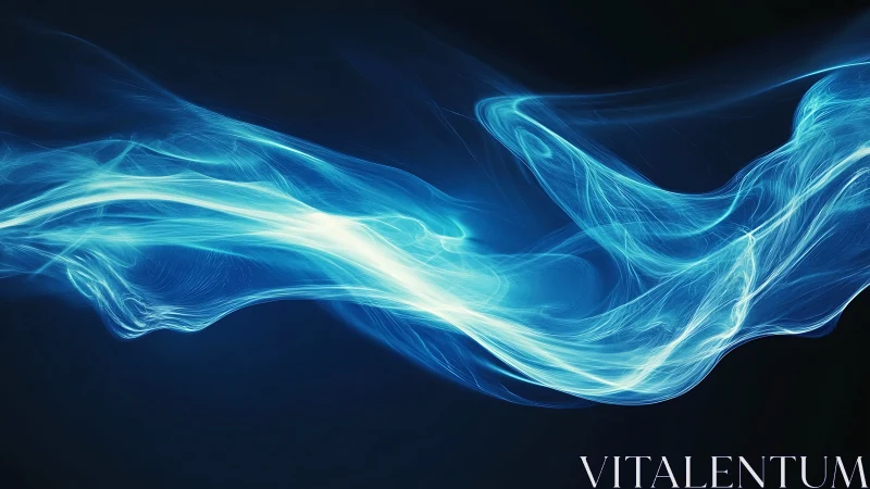 Blue luminous energy wave on dark abstract background.