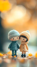 Two Little Hearts Together in Autumn's Gentle Glow.
