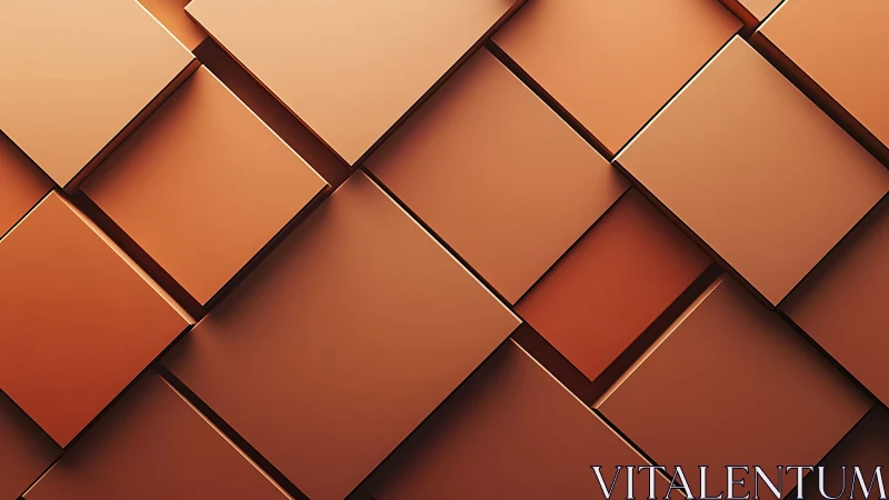 Geometric copper panels in staggered 3D extruded grid relief
