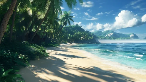 Tropical Littoral Zone: Palm-Fringed Coastline with Turquoise Waters.