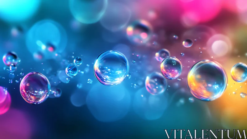 Translucent soap bubbles on multicolored defocused backdrop.